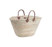 Aubry Gaspard Couffin Palmier Poignée Cuir, 55 cm, 60L, Naturel