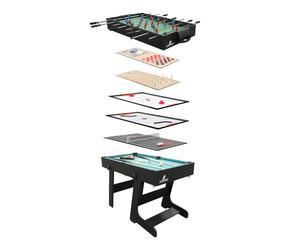 Cougar 16 en 1 Table Multi Jeux, Pliante, Noire | Multifonctionnelle, accessoires inclus | Multijeu, baby-foot, billard, air hockey et ping pong | 107 x 60,5 x 81 cm