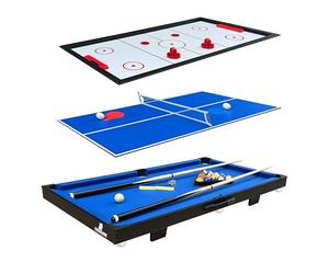 COUGAR 3 en 1 Mini Table Multi-Jeux Noir & Bleu | Table de Jeu Multi-Fonctions avec Tennis de Table, Billard & Air Hockey, 118 x 64 x 12 cm