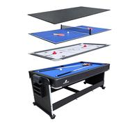 Cougar All-in-One 4-in-1 Table Multi Jeux en noir | Table de jeu multi-fonctions, Table de billard, Push-Hockey, Ping-Pong | Multigame