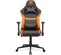 COUGAR Armor One V2 Chaise de Jeu avec Surface en Cuir PVC, accoudoirs Pliables 4D, inclinable à 155°, réglage de la Hauteur par Piston, Charge de Charge jusqu'à 120 kg, Noir et Orange