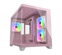 COUGAR Case FV150 Mini RVB, mini tour, Mini-ITX, Micro-ATX et connecteur inversé, compatible GPU 400 mm, ARGB, refroidissement avancé - jusqu'à neuf ventilateurs (rose)