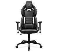 Cougar Gaming | Fauteuil Gaming | HOTRODBLACK - Similicuir - Coque en PA renforcé de Fibre de Verre - Coussin de tête Ergonomique - Coussin Lombaire réglable