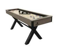 Cougar Mason Table de Shuffleboard American, Chêne/Noire | Shuffleboard avec Pateau de Table pour Une Utilisation Multifonctionnelle - 8 palets | Dimensions 213,5 x 61 x 81,5 cm
