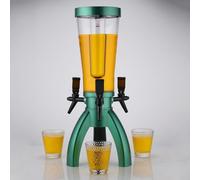COUIVQA Distributeur de bière 3 L avec 3 robinets, Base Triangulaire, glaçons Amovibles et éclairage LED, Distributeur de bière Girafe (Vert)