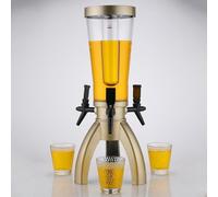 COUIVQA Distributeur de bière 3 L avec 3 robinets, Base Triangulaire, glaçons Amovibles et éclairage LED, Distributeur de bière Girafe (Champagne)