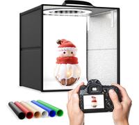 Couleeur Boîte à Studio Photo,30x30x30 cm Boîte à lumière Portable,avec 120pcs LED Lumière Réglable Box Photo 3 Couleurs de Température Variable 6 Couleurs de Fond