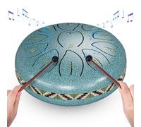 Couleeur Handpan Steel Tongue Drum 6 Pouces 11 Tons - Mini Tambour à Langue pour Méditation, Yoga, Performances, Education (Bleu Clair)