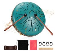 Couleeur Steel Tongue Drum, 6 Pouces 11 Tons Handpan Drum, Mini Tambour à Langue Handpan Instrument, Percussion Steel Drum pour Méditation, Yoga, Performances, Education (vert foncé)