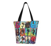 Couleur Acoustique et Guitares Imprimé Léger Sac D'été Sac Fourre-Tout Réglable Sangle Facilité Voyage Plage Utilisation Quotidienne