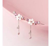 Couleur Argent Mode Fleur Fleurs de Cerisier Conception Dame Femmes Boucles d'oreilles Goutte Bijoux Cadeau