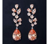 Couleur blanche rouge bleu foncé 5,7 cm de long chute d'eau cubique Zircone Boucles d'oreilles de mariage pour les mariées