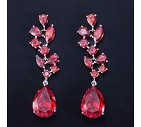 Couleur blanche rouge bleu foncé 5,7 cm de long chute d'eau cubique Zircone Boucles d'oreilles de mariage pour les mariées