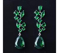 Couleur blanche rouge bleu foncé 5,7 cm de long chute d'eau cubique Zircone Boucles d'oreilles de mariage pour les mariées