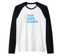 Couleur Bleue sans Excuses - Limites de la Peur - Graphique Bleu Manche Raglan