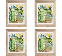 (couleur bois, pack de 4) Cadre artistique pour enfants, cadre pour enfants avec ouverture frontale, cadre photo A4 modifiable pour les graphiques des enfants, cadre de rangement pour les œuvres d'art