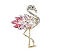 Couleur, broche flamant rose de 8 cm avec cristaux, alliage de | Pièces de déclaration élégantes et robustes en alliage avec, accessoire de bijoux à la mode pour vestes ou