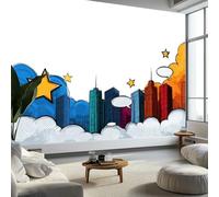 Couleur Claire 3D Papier Peint Intissé Panoramique 500 x 280 cm Horizon Urbain Abstrait Grandes Murales Poster pour Salon, Adulte Chambre d'enfants, Étude Décoration