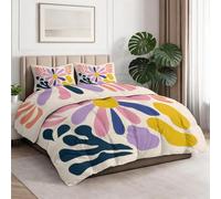 Couleur Claire Réversible Couette 220 x 240 cm, Lavable en Machine Couette Imprimée Abstrait Floral Graffiti, Légère Édredon Simple 4 Saisons pour Adulte & Paare Decoration Chambre