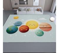 Couleur Claire Tapis Salon 60 x 90 cm, Antidérapant Et Lavable En Machine Tapis, Poil Ras Planète Terre Et Mars Mignonnes En Dessin Animé Tapis Pour Exterieur Interieur Chambre Salle À Manger Bureau