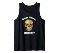 Couleur Contre la conformité. Crâne coloré et Audacieux Débardeur