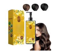 Couleur de cheveux à base de plantes nourrissants, colorant floral d'agent unique pour une couverture gris durable, pour hommes et femmes 300 ml,Chestnut Brown