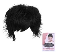 Couleur de cheveux unique Postiche Cheveux bouclés Tête complète pour Halloween Montrez un petit visage vers l'est pour ajuster