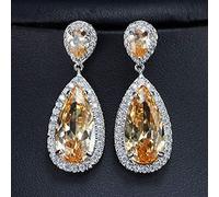 Couleur de chute d'eau Champagne Crystal Femmes Sold Boucle d'oreille avec des pierres