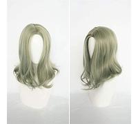 Couleur de la fibre synthétique résistante à la chaleur Résistant à gradient mixte Coréen Courré bouclée Wavy Dentelle Perruques complètes pour Cosplay 18Inches / 46cm (Couleur: Mid-Point, Édition: Pe