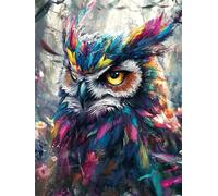 Couleur Diamond Painting Adulte, Diamond Painting Hibou Peinture Diamant DIY Peinture Numero Adulte Loisir Creatif Enfant Kit Broderie Diamant Strass Mosaique pour Decoration Maison 45x60cm, Model635