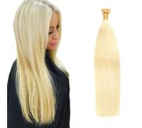 Couleur dorée I Tip Extensions de cheveux humains réels pour plus épais pour ajouter du volume Durable Pas de dommages 16 pouces 50g I Tip Extensions Cheveux Remy naturels droits,16inch