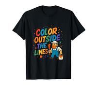 Couleur hors des lignes arc-en-ciel éclaboussures de peinture T-Shirt