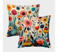 Couleur Housse Coussin 30x30 Lot de 2, Fleur Taie Oreiller 30x30, Velours Doux Housse de Coussin avec Fermeture Éclair Invisible, Carré Taie d'oreiller pour Extérieur Jardin Salon Décor Maison V-6024