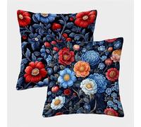 Couleur Housse Coussin 55x55 Lot de 2, Fleur Taie Oreiller 55x55, Lin Housse de Coussin avec Fermeture Éclair Invisible, Carré Taie d'oreiller pour Extérieur Jardin Salon Décor Maison Cadeau 3-1160