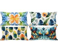 Couleur Housse de Coussin 40x70 Abstrait Coussin Exterieur Doux Lot de 4 Rectangulaire Taie d'oreiller avec Fermeture Eclair pour Canape Decoration Salon de Jardin Automne Exterieur Terrasse 19m-09