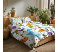 Couleur Housses de couettes 90 x 190 cm Dessin Animé Motif Dinosaure - Premium en Microfibre - Anti-acariens, Respirante, Chaude -Parure de Lit Idéale pour Chambre Parentale ou Hôtel de Luxe