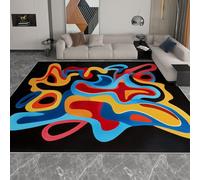 Couleur Lavable Tapis de Salon Abstrait à imprimé Blocs De Couleur Lignes, perd Pas Ses Poils pour la Maison Le Bureau la Chambre à Coucher Le Salon la Cuisine - 80 x 150 cm