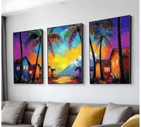 Couleur Maisons Diamond Painting, 3 Pièces Diamond Painting Adulte, DIY Full Drill Loisirs Créatifs Adultes, Diamant Kit Complet 3 Pack Peinture Diamant, Decoration Maison Cadeau 70x100cm t9n-130