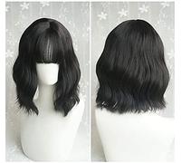 Couleur mixte Gradient thermiquement résistant à la chaleur cheveux synthétiques cheveux coréen bouclés en dentelle ondulée de dentelle avec une frange d'air pour Cosplay 18inches / 46cm (couleur: ble