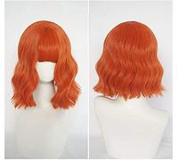 Couleur mixte Gradient thermiquement résistant à la chaleur cheveux synthétiques cheveux coréen bouclés en dentelle ondulée de dentelle avec une frange d'air pour Cosplay 18inches / 46cm (couleur: ble