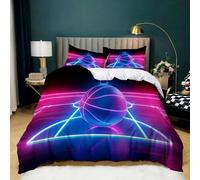 Couleur NéOn Housse de Couette 240x220 Basket-Ball Parure de Lit Super Douce Microfibre Housse Couette 1 Personne avec Fermeture éclair + 2 Taie d'oreiller 65x65 cm