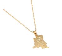Couleur Or République Démocratique Du Congo Carte Rdc Pendentif Colliers Femmes Fille Bijoux