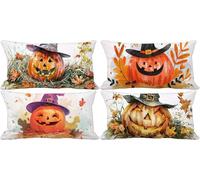 Couleur orange Coussin Exterieur Impermeable Doux Housse de Coussin Canape 40x70 Lot de 4 Halloween Rectangle Taie d'oreiller Extra Douce et Lavable pour Decoration Salon de Jardin Terrasse -z4600f