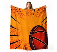 Couleur Orange Couverture Polaire Chaude Et Moelleuse Sports Basket-Ball Pop Art - Plaid Doux pour l'hiver, Jeté Confortable pour Canapé, Lit Ou Salon, pour Chambre Et Voyage 100 X 130 Cm
