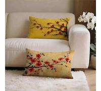 Couleur Orange Housse Coussin 65x65 Lot de 2, RéTro Taie Oreiller 65x65, Lin Housse de Coussin avec Fermeture Éclair Invisible, Carré Taie d'oreiller pour Jardin Salon Décor Maison Cadeau 4-m2777