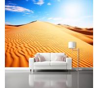 Couleur orange Papier Peint Panoramique Autocollante, Désert Dunes Ciel bleu Photo Poster Mural pour Salon Chambre 250 x 175 cm Papier Peint Intissé Maison Décoration Intérieure