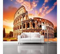 Couleur orange Papier Peint Panoramique Autocollante, Style traditionnel Colisée monuments antiques Photo Poster Mural pour Salon Chambre 400 x 280 cm Papier Peint Intissé Maison Décoration Intérieure