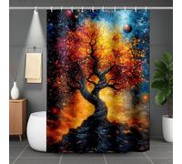Couleur Orange Rideau de Douche, Polyester Rideau Douche Arbre Shower Curtain 80x200, Imperméable Lavable Shower Curtain avec 12 Anneaux Résistant Facile à Installer pour Baignoire, Cadeau -lsy2507ME