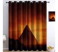 Couleur Orange Rideau Occultant Photographie Coucher De Soleil Pyramides Rideaux Salon, Moderne Thermique Isolant Anti Froid Polyester L 140 X H 245 cm (2 Panneaux) pour Chambre Cuisine Décoration