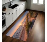 Couleur Orange Tapis de Cuisine 60 x 180 cm Lever de Soleil sur l'océan Dunes de Sable Antidérapant Lavable Absorbant Devant Évier Tapis Long pour Couloir, Entrée, Salle de Bain